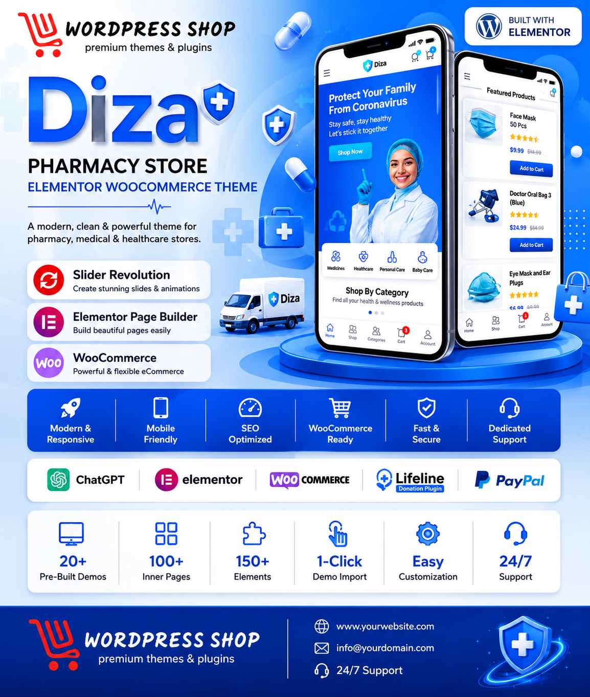 Diza - Pharmacy Store Elementor WooCommerce Theme